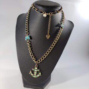 Betsey Johnson vintage nautical anchor long sweater necklace